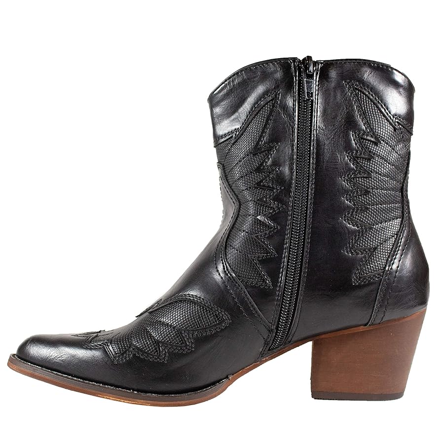 【COLOR iN ID】two-tone western ankle boots Tanner Mark Women's Ostrich Print Square Toe Boots Blue